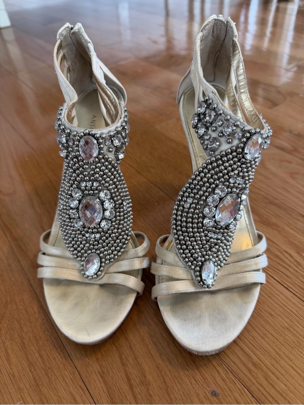 Antonio Melani jeweled T-strap heels